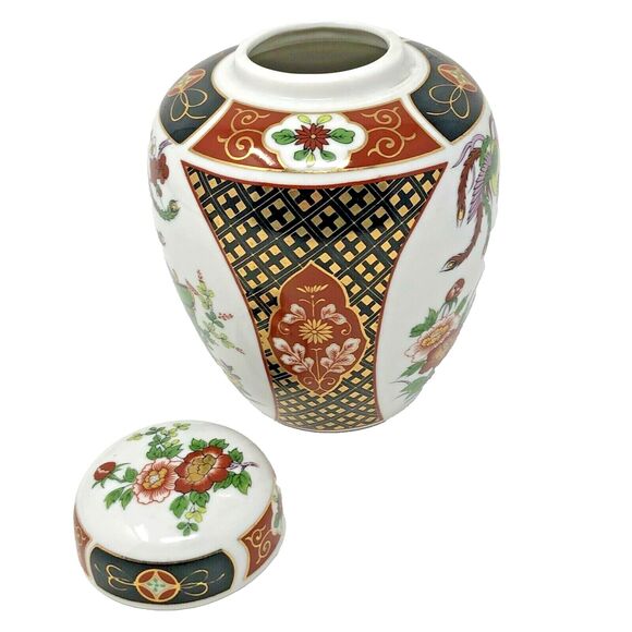 Hand Painted Imari Ginger Jar Colorful w/Gold Trim VTG Japan Porcelain Elegant - Picture 7 of 12